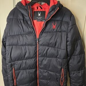 Spyder Men's Black and Red Puffer Jacket